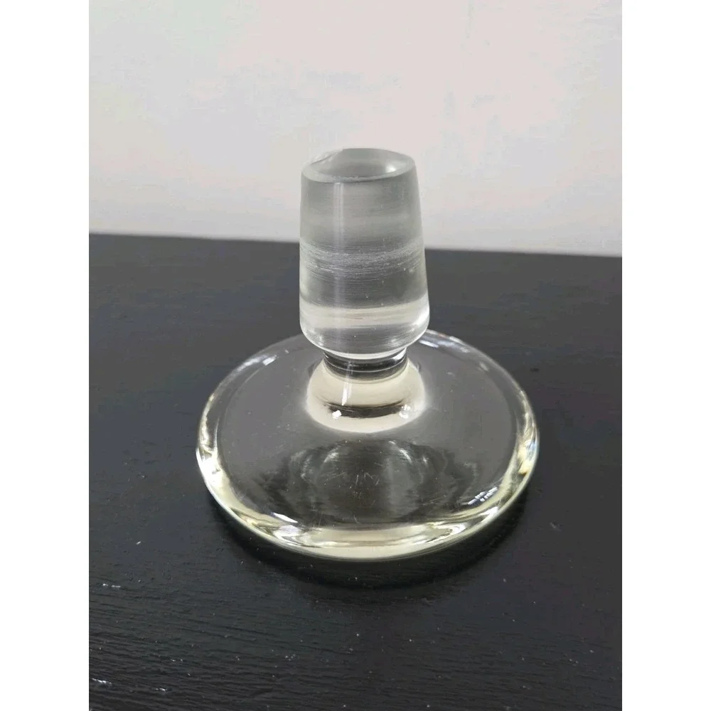 Vintage Wine Decanter MCM Glass  W/Flower Etching Wide‎ Bottom Bareware